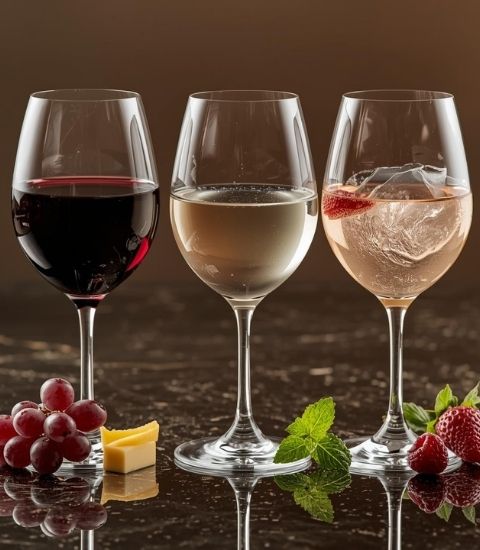 alkoholfreie Weine in Gläsern